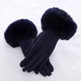 Fashion Women Winter Warm Suede Leather Touch Screen Glove Female Faux