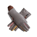 Fashion Women Winter Warm Suede Leather Touch Screen Glove Female Faux