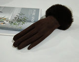 Fashion Women Winter Warm Suede Leather Touch Screen Glove Female Faux