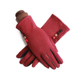 Fashion Women Winter Warm Suede Leather Touch Screen Glove Female Faux