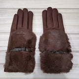 Fashion Women Winter Warm Suede Leather Touch Screen Glove Female Faux