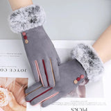 Fashion Women Winter Warm Suede Leather Touch Screen Glove Female Faux