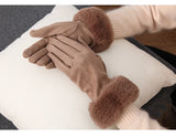 Fashion Women Winter Warm Suede Leather Touch Screen Glove Female Faux