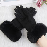 Fashion Women Winter Warm Suede Leather Touch Screen Glove Female Faux