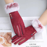 Fashion Women Winter Warm Suede Leather Touch Screen Glove Female Faux