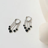 Asymmetric Earrings Women | Black Heart Dangle Earrings | Earrings