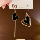 Asymmetric Earrings Women | Black Heart Dangle Earrings | Earrings