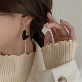 Asymmetric Earrings Women | Black Heart Dangle Earrings | Earrings