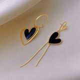 Asymmetric Earrings Women | Black Heart Dangle Earrings | Earrings