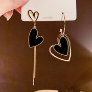 Asymmetric Earrings Women | Black Heart Dangle Earrings | Earrings