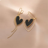 Asymmetric Earrings Women | Black Heart Dangle Earrings | Earrings