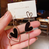 Asymmetric Earrings Women | Black Heart Dangle Earrings | Earrings