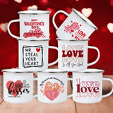 Love Heart Printed Camping Mug Valentine Party Juice Milk Cup Coffee