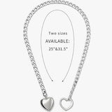 1PC Heart O-ring Slip Chain For Women Punk Rock Necklace Stainless