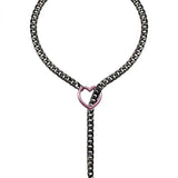 Heart O-ring slip chain for women punk rock necklace stainless steel