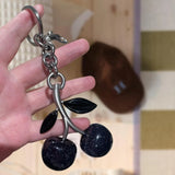 Cherry Bag Charm, Cute Keychain with Metal Key Ring and Clip, Cherry