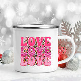 Love Heart Printed Camping Mug Valentine Party Juice Milk Cup Coffee