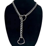 1PC Heart O-ring Slip Chain For Women Punk Rock Necklace Stainless