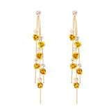 Temperamental Woman 2024 Trendy Multicolour Rose Flower Earrings Alloy