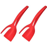 New 2 in 1 Grip Flip Spatula Tongs Egg Flipper Spatula Nylon Non Stick