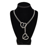 1PC Heart O-ring Slip Chain For Women Punk Rock Necklace Stainless