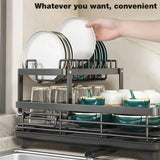 2024 Dish Drying Rack Kitchen Adjustable Stainless Steel 2 Tier Plates