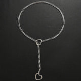 Heart O-ring slip chain for women punk rock necklace stainless steel