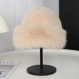 New Warm Fluffy Fur Bucket Hat Thicken Cold Plush Fisherman Hat Snowy