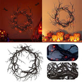 Wreath Decoration for Front Door LED Lights Glitter Black Branch