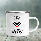 His Wifiy  Her Huby Funny USB WIFI Print Funny Couple Mug Coffee