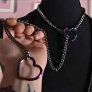 1PC Heart O-ring Slip Chain For Women Punk Rock Necklace Stainless