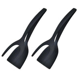 New 2 in 1 Grip Flip Spatula Tongs Egg Flipper Spatula Nylon Non Stick