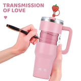 1pcs Watersy 1200ml/40oz Tumbler with Handle Pink Stainless Steel