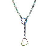 Heart O-ring slip chain for women punk rock necklace stainless steel