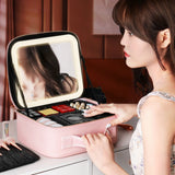 Smart LED Cosmetic Case with Mirror Cosmetic Bag Travel Makeup Bags