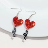 Valentine's Day Glitter Heart Bear Pendant Earring for Women Girls