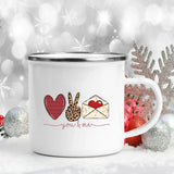 Love Heart Printed Camping Mug Valentine Party Juice Milk Cup Coffee