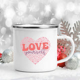 Love Heart Printed Camping Mug Valentine Party Juice Milk Cup Coffee