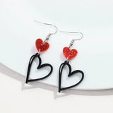 Valentine's Day Glitter Heart Bear Pendant Earring for Women Girls