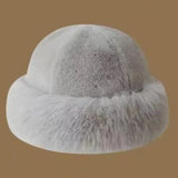 New Warm Fluffy Fur Bucket Hat Thicken Cold Plush Fisherman Hat Snowy