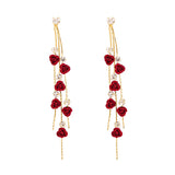 Temperamental Woman 2024 Trendy Multicolour Rose Flower Earrings Alloy