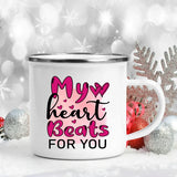 Love Heart Printed Camping Mug Valentine Party Juice Milk Cup Coffee