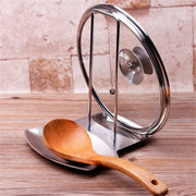 Stainless Steel Pan Pot Cover Stand Silver Color Soup Spoon Holder