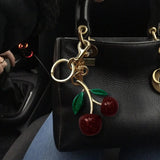 Cherry Bag Charm, Cute Keychain with Metal Key Ring and Clip, Cherry