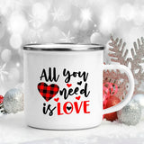 Love Heart Printed Camping Mug Valentine Party Juice Milk Cup Coffee