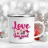 Love Heart Printed Camping Mug Valentine Party Juice Milk Cup Coffee