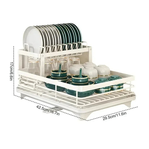 2024 Dish Drying Rack Kitchen Adjustable Stainless Steel 2 Tier Plates