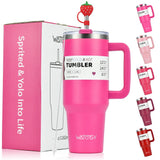 1pcs Watersy 1200ml/40oz Tumbler with Handle Pink Stainless Steel