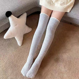 Winter Warm Coral Fleece Over-knee High Socks for Women Plush Home