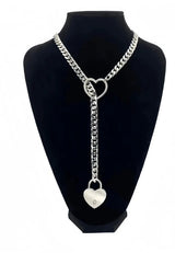 Heart O-ring slip chain for women punk rock necklace stainless steel